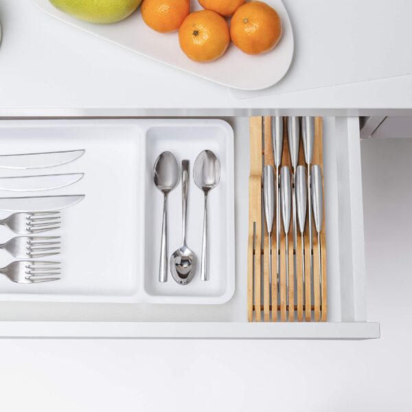 CuisineGarde Porte-Couteaux, pour 11, tiroir, Vide, à Poser, Plat, en Bambou Naturel, HLP: 5 x 14,5 x 40 cm, Couleur Nature – Image 4
