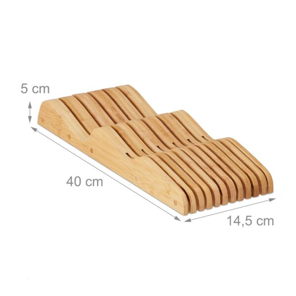 CuisineGarde Porte-Couteaux, pour 11, tiroir, Vide, à Poser, Plat, en Bambou Naturel, HLP: 5 x 14,5 x 40 cm, Couleur Nature – Image 5